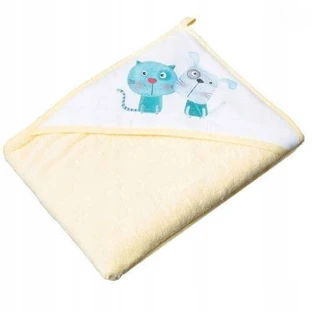 TEGA BABY покривало для ванни ДОГ І КІШКА жовте 80x80см