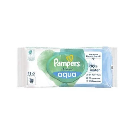 PAMPERS вологі серветки harmonie aqua, 48шт без пластику: ціни та характеристики
