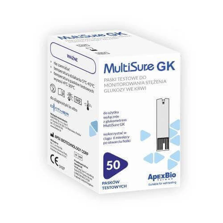 Тест-смужки для контролю рівня глюкози в крові DIATHER MultiSure GK, 50 шт.: ціни та характеристики