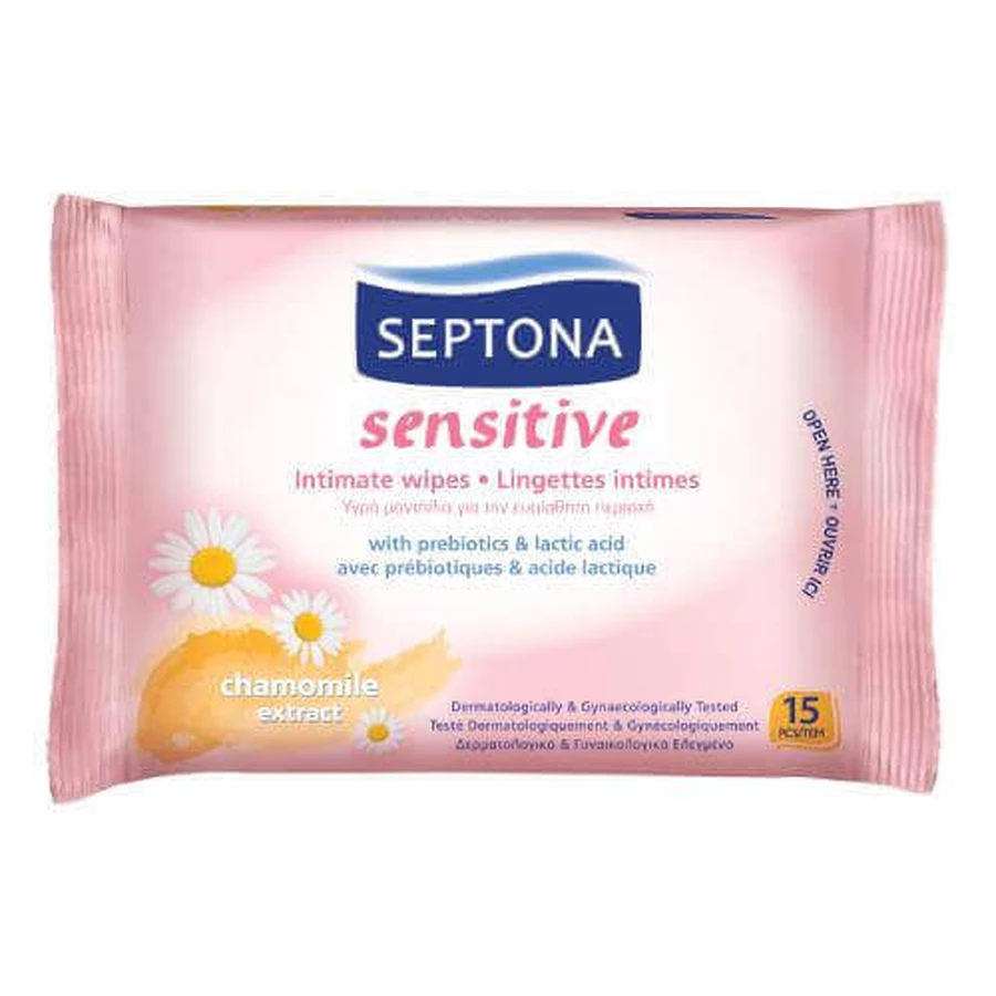 SEPTONA Sensitive вологі серветки для інтимної гігієни, 15 шт.: ціни та характеристики