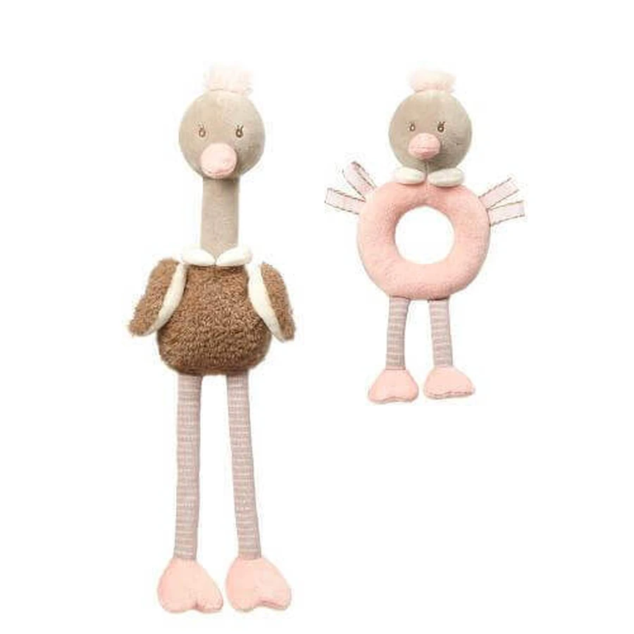 BABYONO Набор развивающих игрушек - плюшевая игрушка и погремушка OSTRICH McKNOX FAMILY: цены и характеристики
