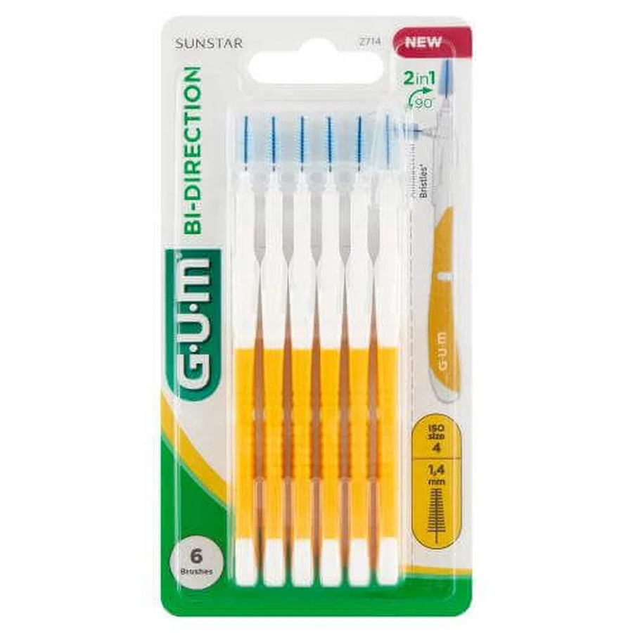 SUNSTAR GUM Двунаправленные межзубные щетки желтые 1,4 мм, 6 шт.: цены и характеристики