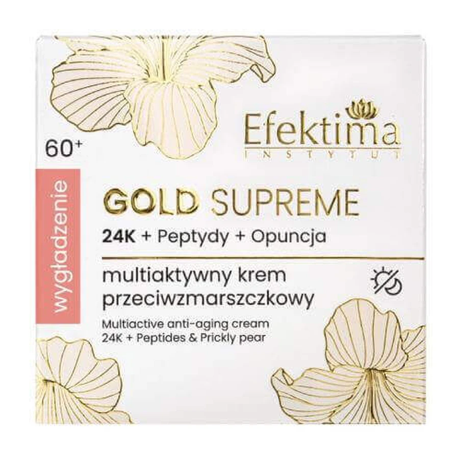 Мультиактивний крем проти зморшок EFEKTIMA Gold Supreme 24K + Пептиди + Опунція Розгладження 60+, 50 мл: ціни та характеристики
