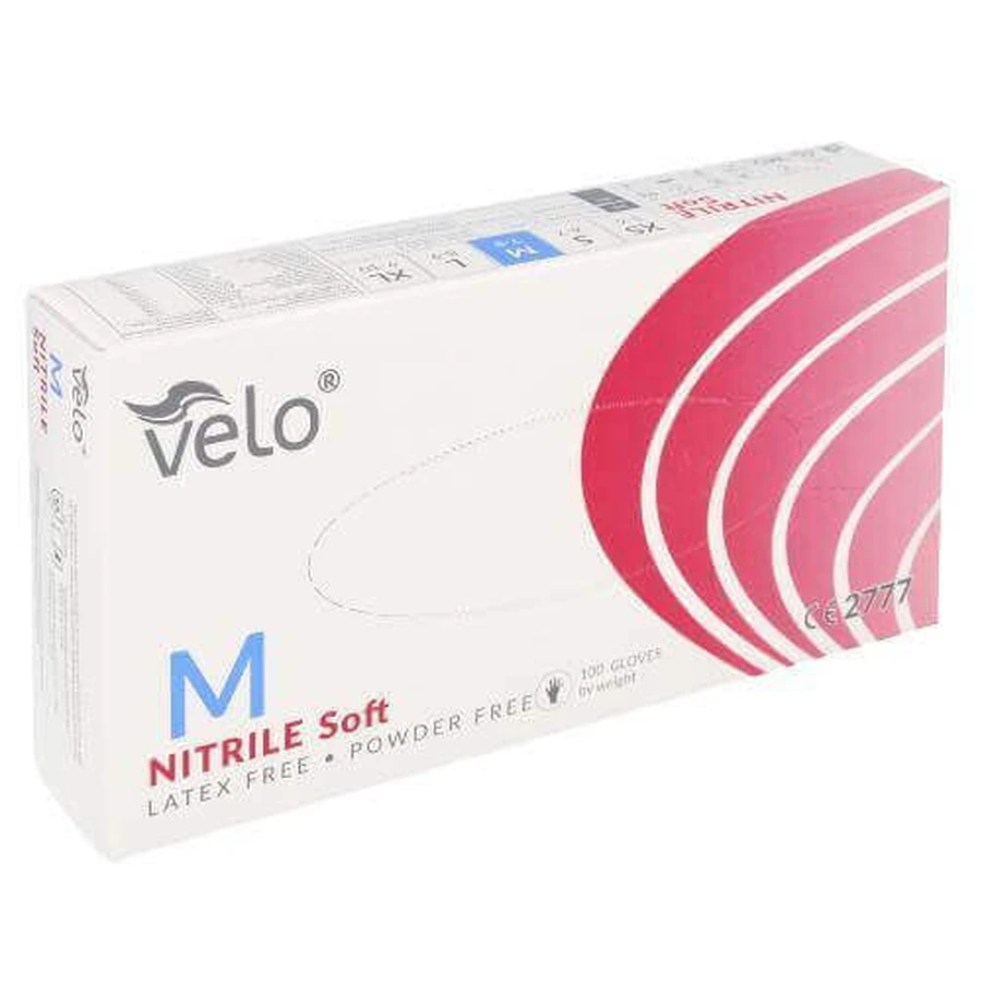 Нітрилові рукавички Velo Nitrile Soft без пудри M, 100 шт.: ціни та характеристики