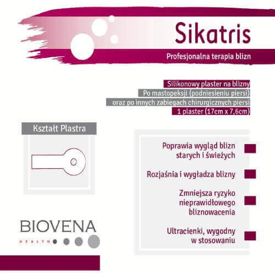 SIKATRIS Силиконовый пластырь для рубцов при мастопексии 17 см x 7,6 см, 5 пластырей: цены и характеристики