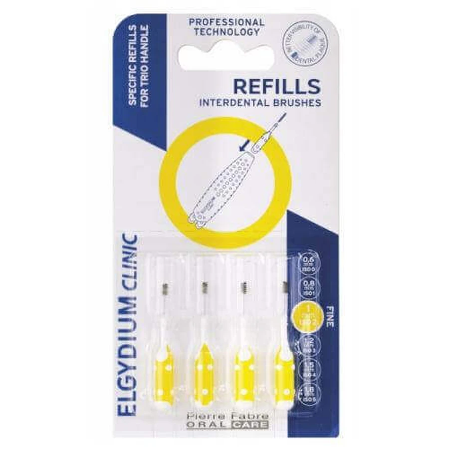 Elgydium Clinic Refills Межзубные щетки желтые, 4 шт.: цены и характеристики