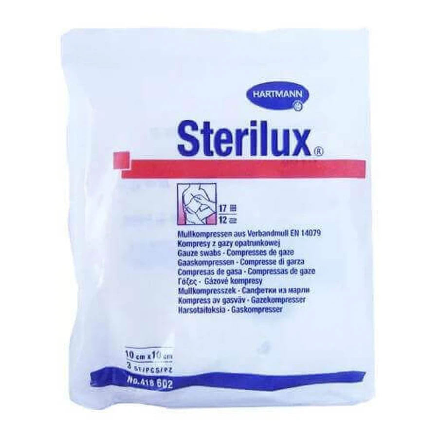 STERILUX ES стерильные 12-слойные 17-ниточные марлевые тампоны 10 см x 10 см, 3 шт.: цены и характеристики