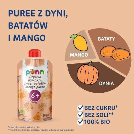 SALVEST PÕNN BIO Пюре из тыквы, батата и манго, 110 г.: цены и характеристики