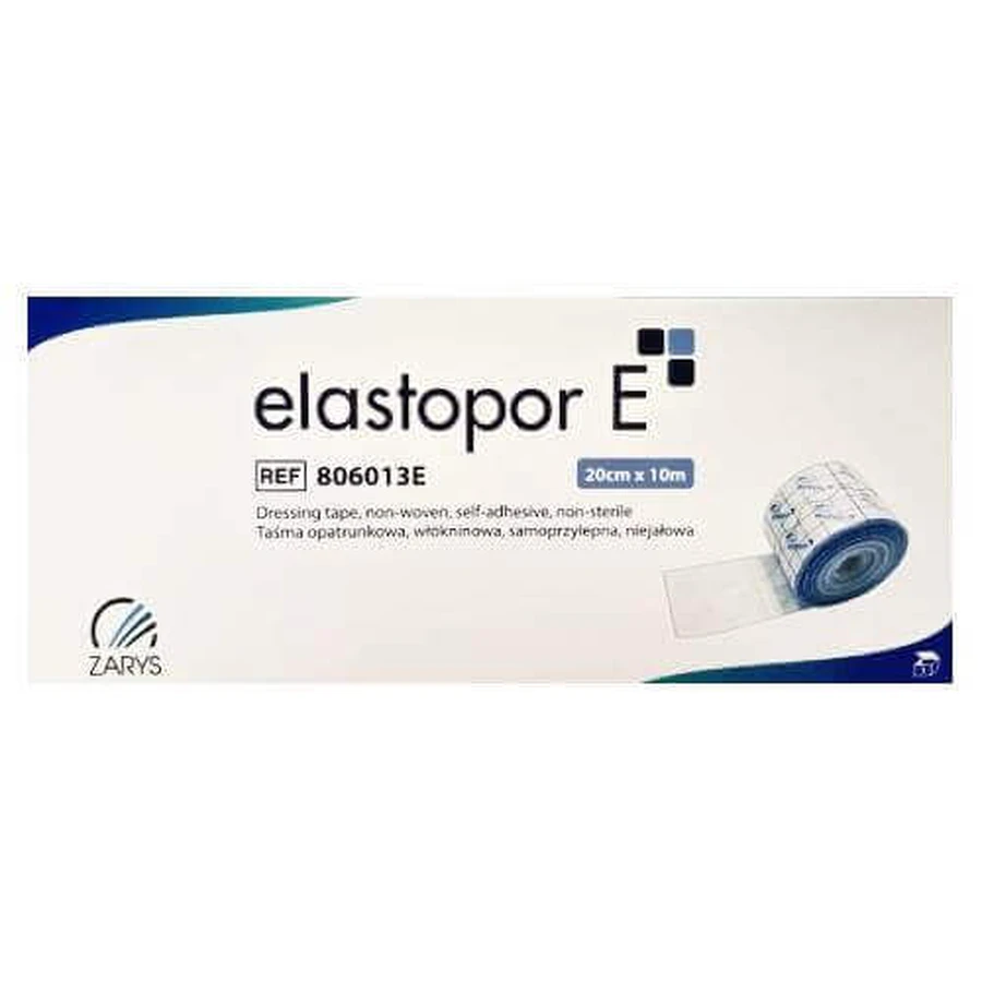 Стрічка перев'язувальна нестерильна неткана ELASTOPOR E, що клеїться, 20 см х 10 м, 1 шт.: ціни та характеристики