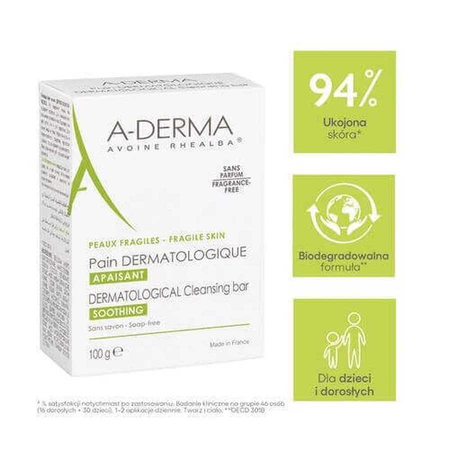 Дерматологічний кубик A-DERMA очищує та заспокоює шкіру, 100г: ціни та характеристики
