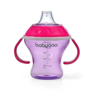 BABY ONO Чашка с соской с мягким горлышком 1456/02 розовая/фиолетовая, 180 мл