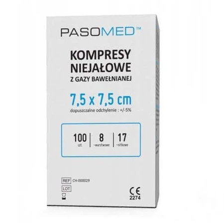 Нестерильные компрессы PASOMED 17N 8W 7,5 x 7,5 см, 100 шт.: цены и характеристики