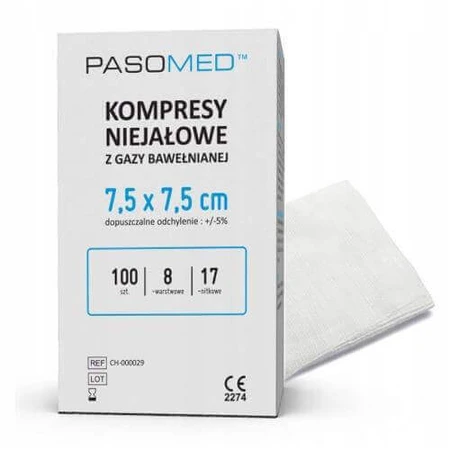 Нестерильные компрессы PASOMED 17N 8W 7,5 x 7,5 см, 100 шт.: цены и характеристики