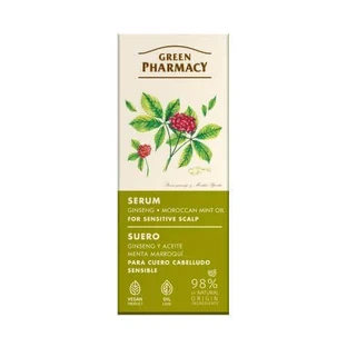 GREEN PHARMACY Сироватка для чутливої шкіри голови з женьшенем та олією марокканської м'яти, 100 мл