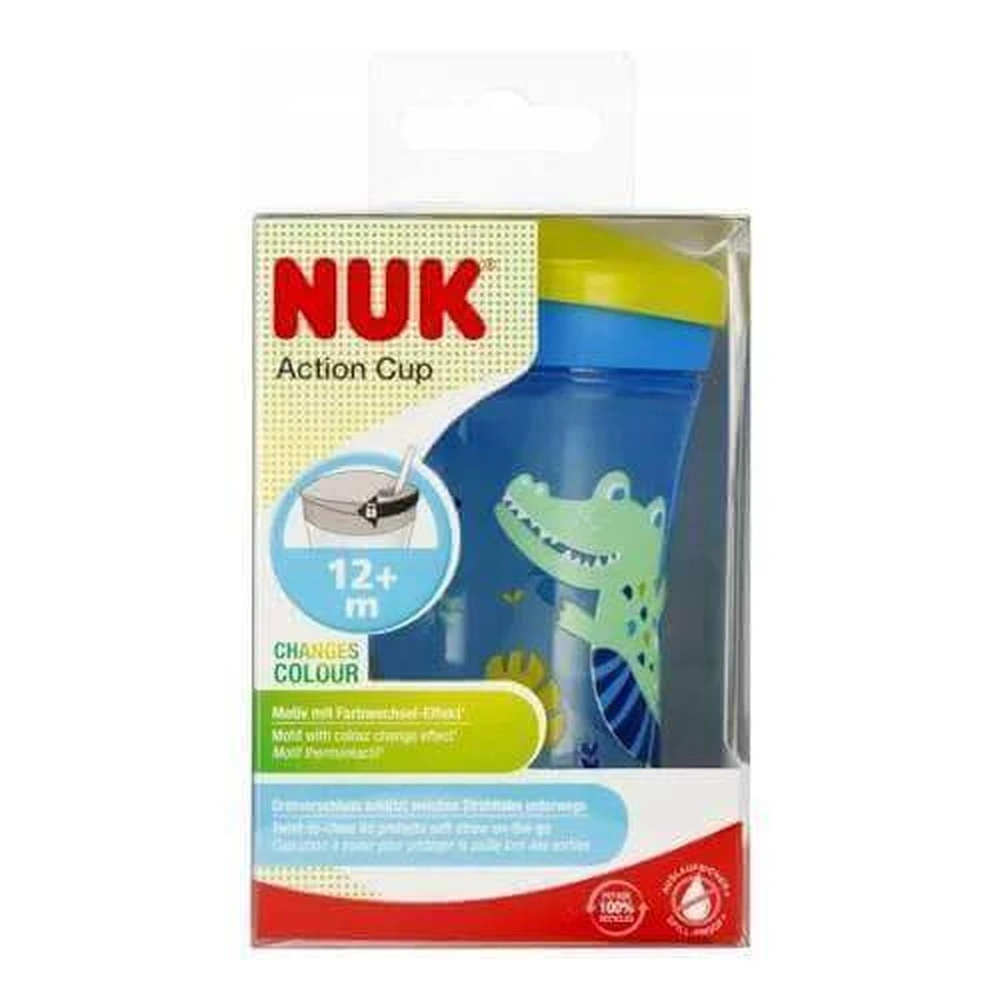 NUK Action Cup каплевидная чашка с силиконовой соломинкой 12м+ голубая, 230 мл: цены и характеристики