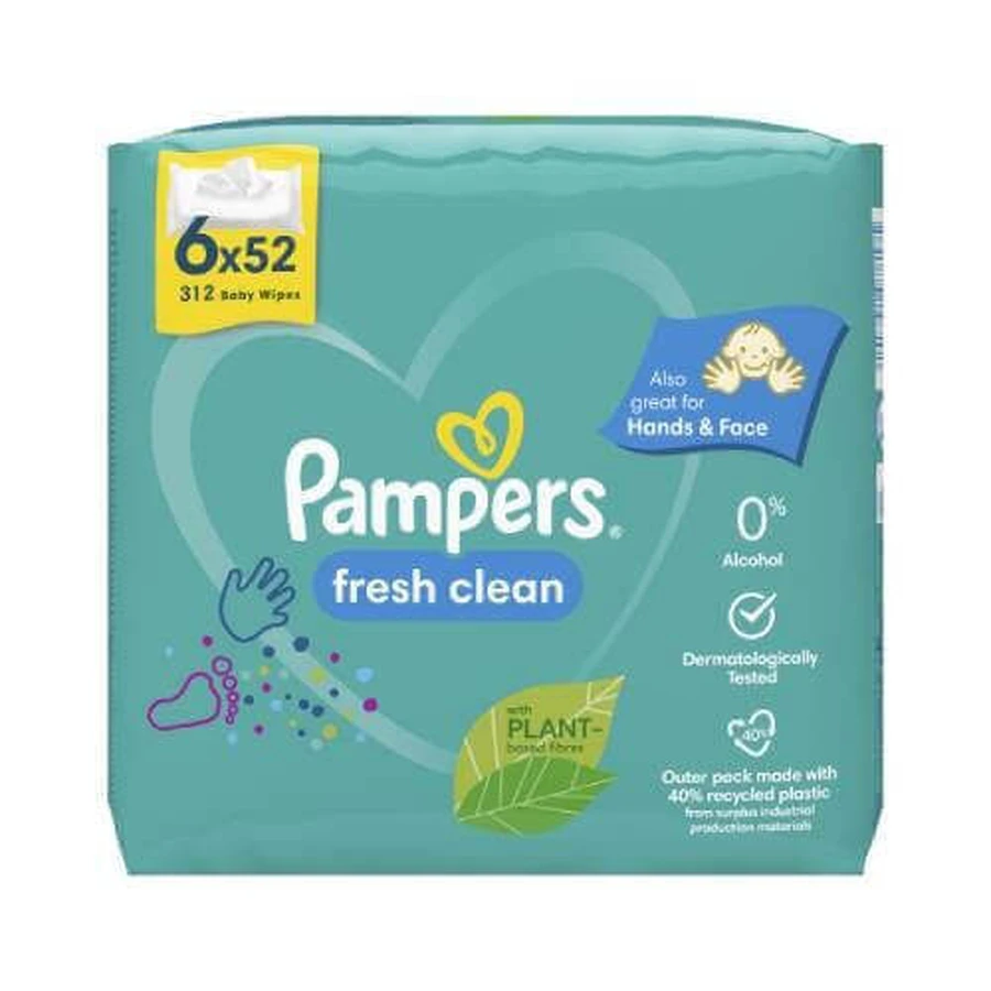 Влажные салфетки Pampers Fresh Clean, 6x 52шт: цены и характеристики