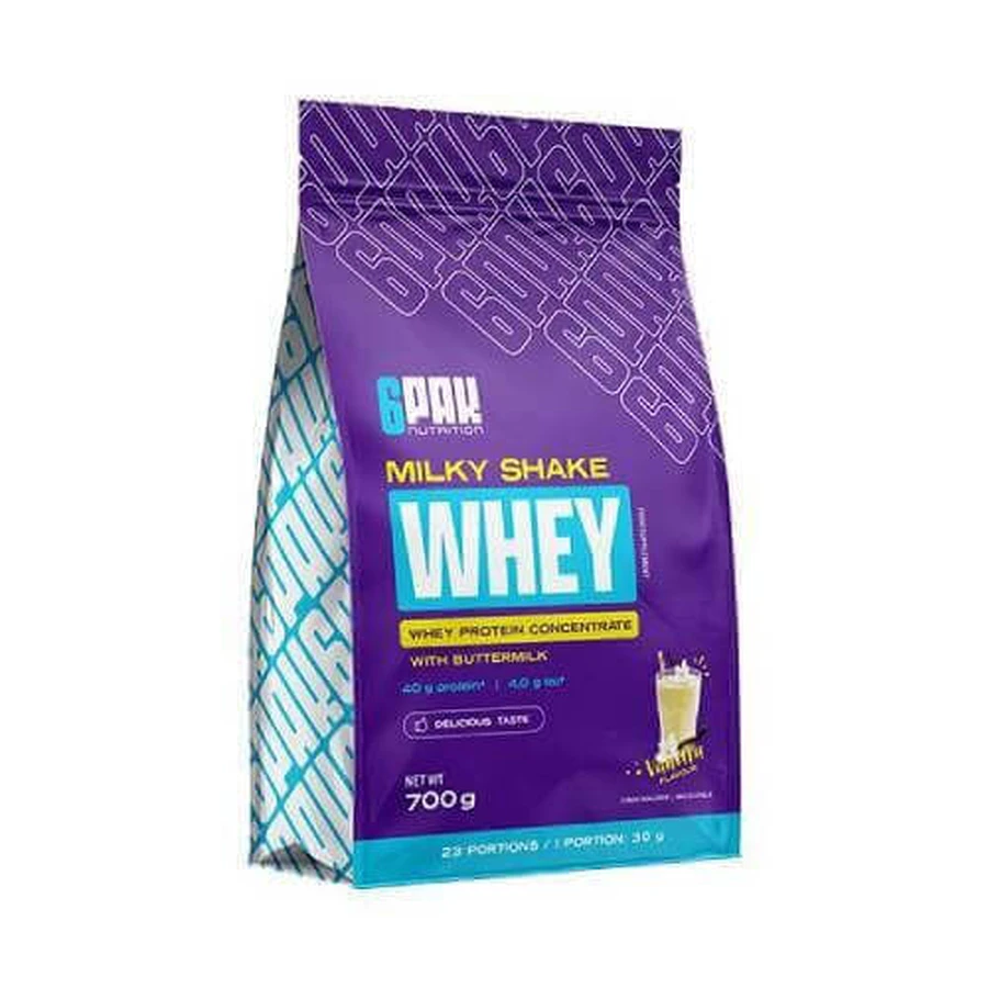 6Pak Nutrition Milky Shake Сироватковий коктейль з ваніллю, 700 г: ціни та характеристики