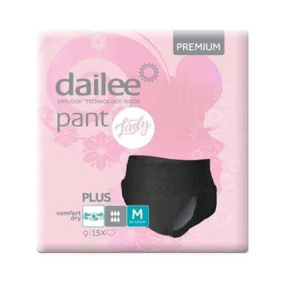 DAILEE Pant Lady Plus Black PREMIUM M Впитывающие трусы черные, 15шт: цены и характеристики