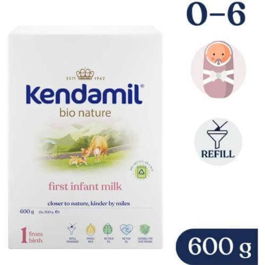 Детское сухое молоко Kendamil BIO Nature 1 для детей с рождения, 600 г: цены и характеристики
