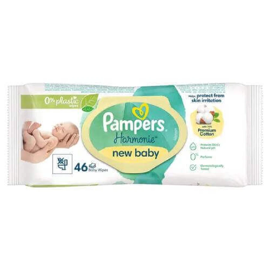 Вологі серветки Pampers Harmonie New Baby, 46 шт.: ціни та характеристики