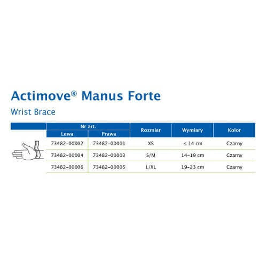 Запястный корсет Actimove Professional Line размер XS (левый) черный, 1шт: цены и характеристики