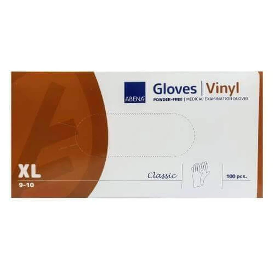 Білі вінілові рукавички Abena Vinyl без пудри, розмір XL, 100 шт: ціни та характеристики