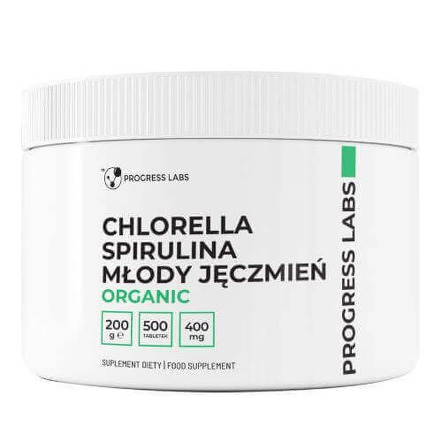Progress Labs Chlorella Spirulina Young Barley Organic 400 мг, 500 таблеток: цены и характеристики