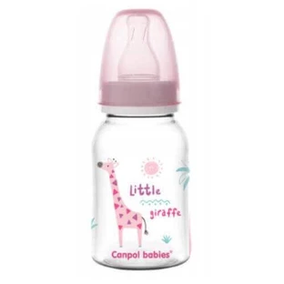 CANPOL BABIES Бутылочка узкая 120 мл Африка Розовый жираф 0м+ 59/100