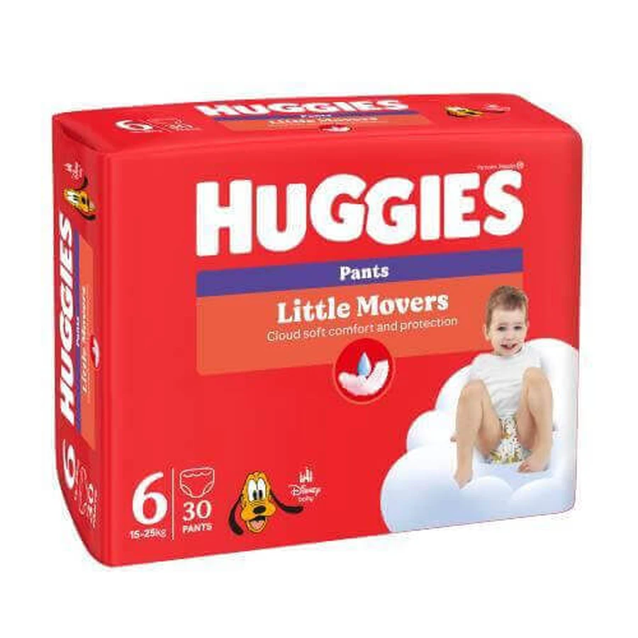 HUGGIES Little Movers Pants підгузки-трусики розмір 6 (15-25кг), 30шт: ціни та характеристики