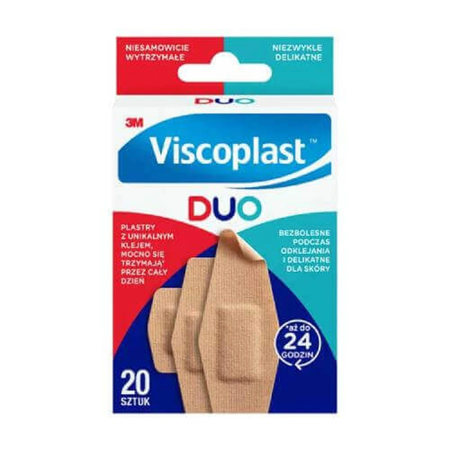 Пластир VISCOPLAST Duo з сильним клеєм, ніжний для шкіри, 20 шт.: ціни та характеристики