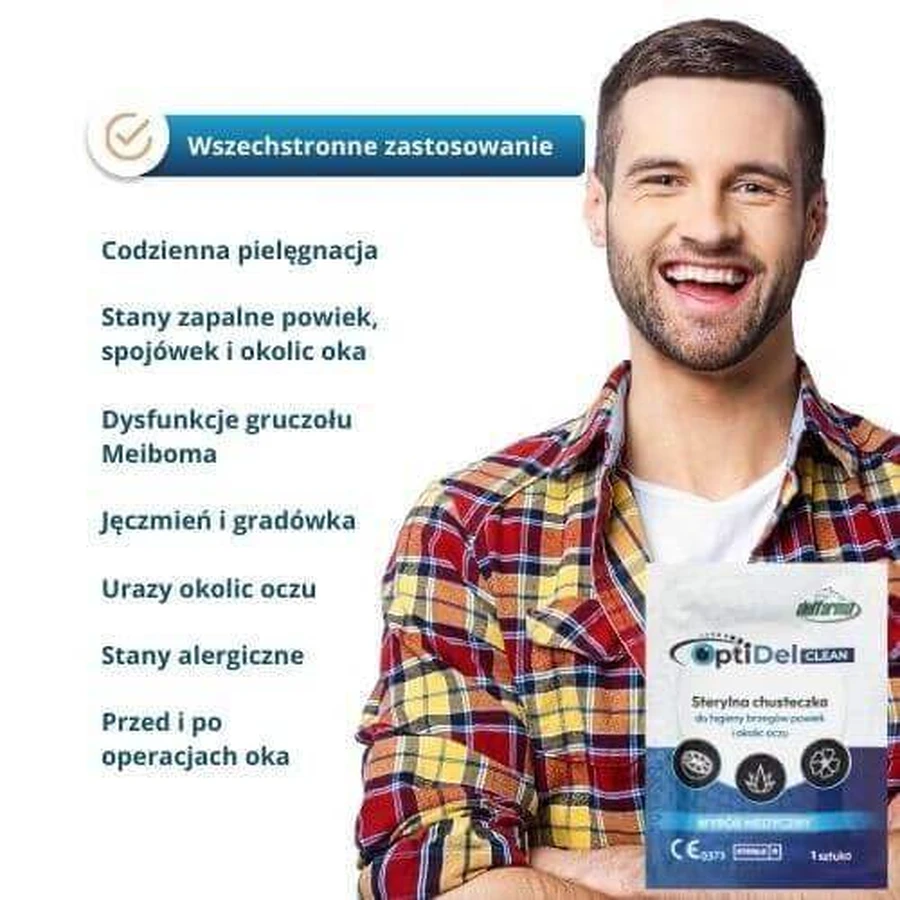 Стерильні серветки OptiDel Clean для гігієни країв повік та області навколо очей, 20 шт.: ціни та характеристики