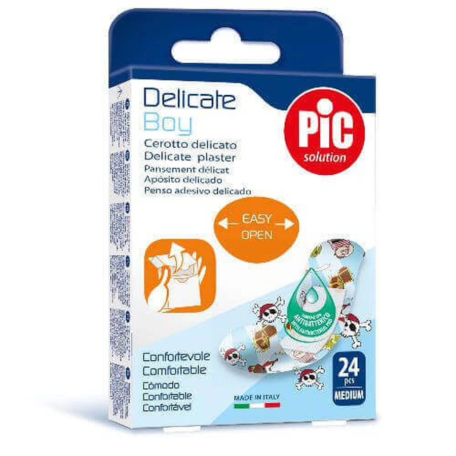 Антибактериальный пластырь для мальчика PIC Delicate, 24 шт.: цены и характеристики