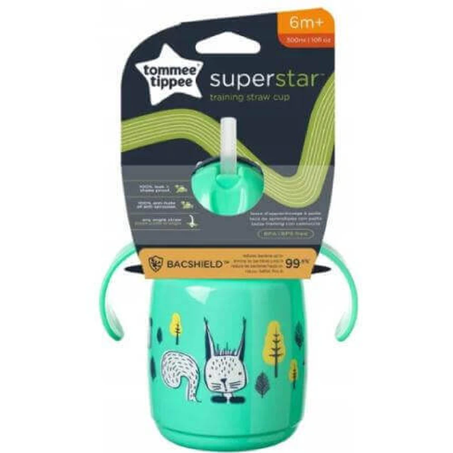 Tommee Tippee Superstar чашка с соломинкой 300 мл 6м+ зеленая: цены и характеристики