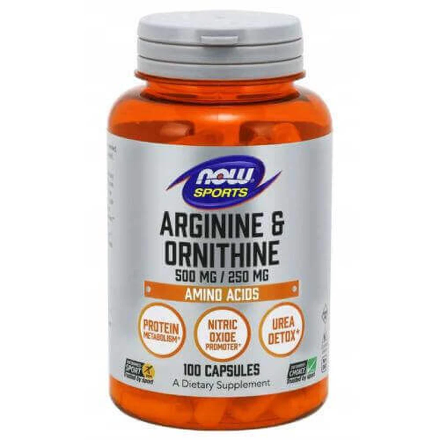 NOW FOODS Спортивный аргинин и орнитин 500 мг, 100 капсул: цены и характеристики