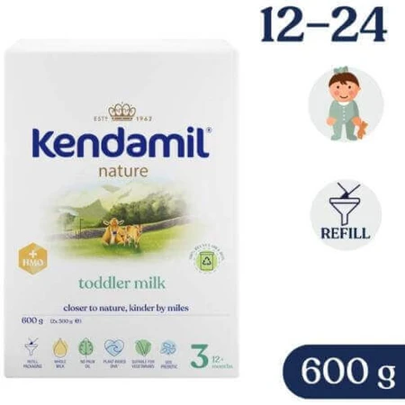 Kendamil Nature 3 HMO+ Сухой продукт на основе белка коровьего молока для детей старше 12 месяцев, 600 г: цены и характеристики