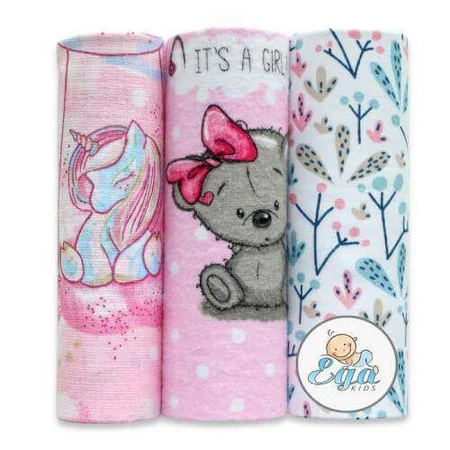 EGA KIDS Комплект подгузников для девочки, 3шт тетра, фланель 70х80, муслин 60х80: цены и характеристики