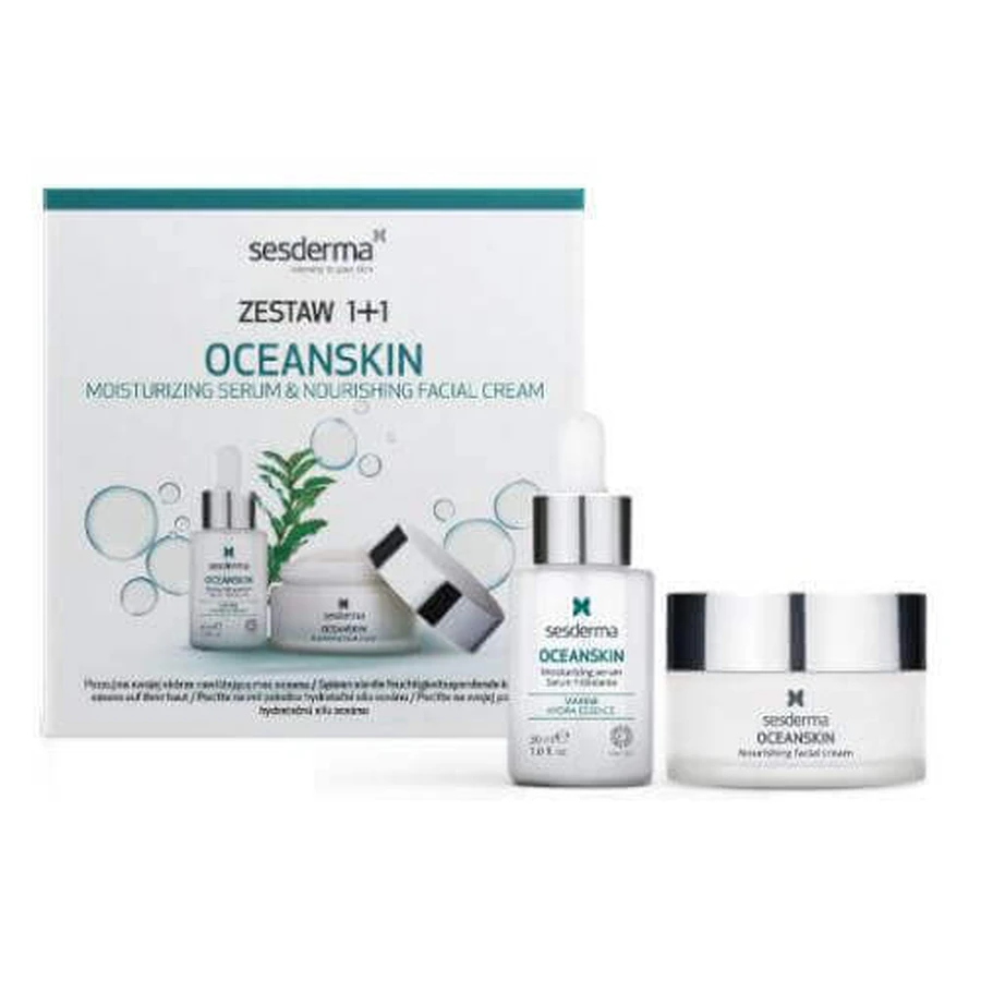 SESDERMA OCEANSKIN Набір зволожуюча сироватка, 30 мл + живильний крем для обличчя, 50 мл: ціни та характеристики