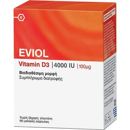 Eviol Vitamin D3 Вітамін для зміцнення імунної системи та здоров'я яєць 4000iu 60 x 1 м'які капсули: ціни та характеристики