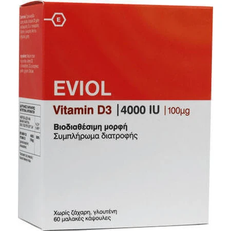 Eviol Vitamin D3 Вітамін для зміцнення імунної системи та здоров'я яєць 4000iu 60 x 1 м'які капсули: ціни та характеристики
