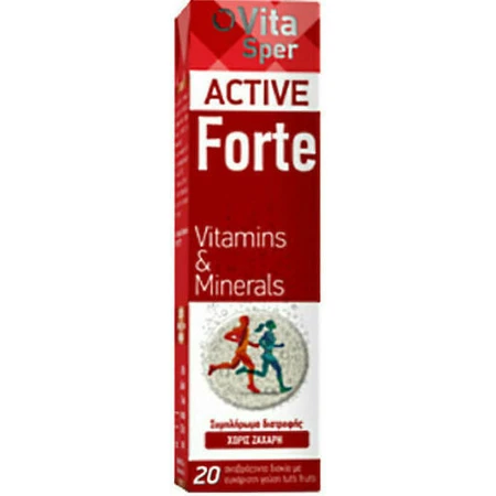 Vitasper Active Forte Multivitamin Мультивітамінні вітаміни та мінерали для енергії Tutti Frutti 20 таб. еф.: ціни та характеристики