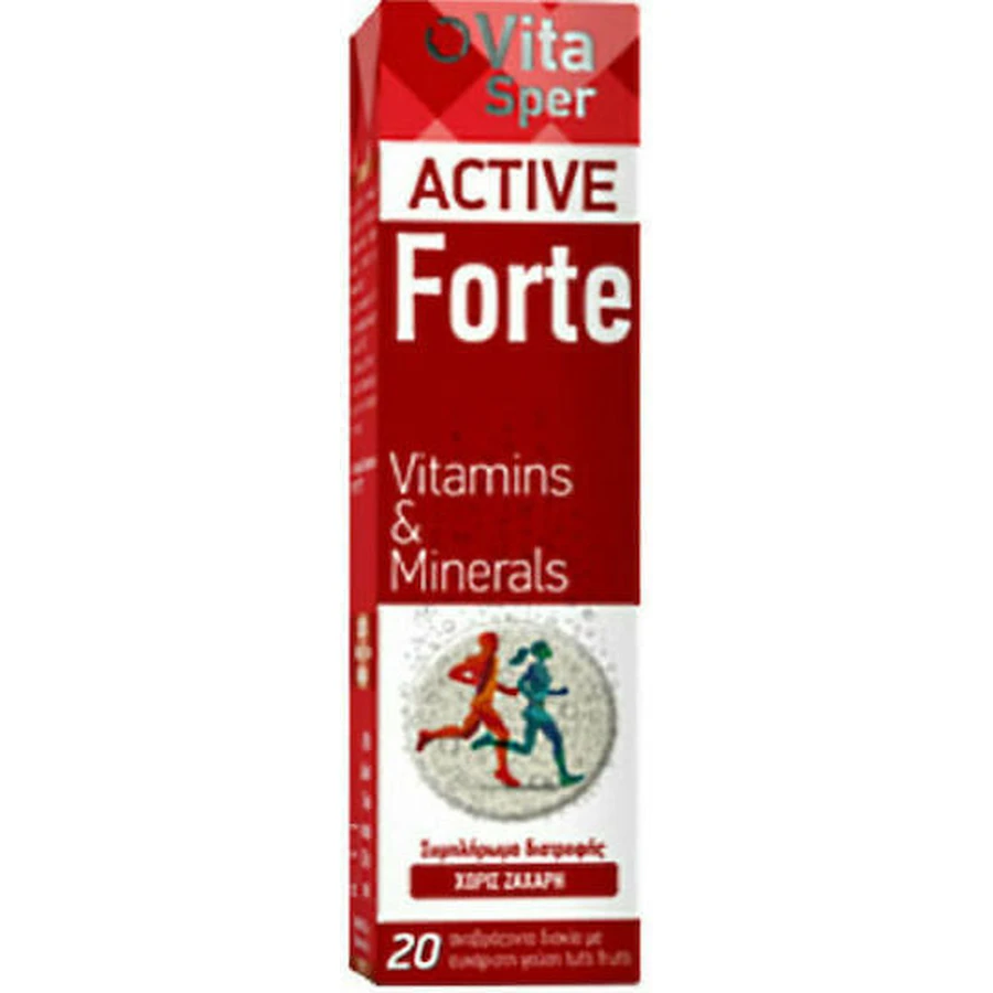 Vitasper Active Forte Multivitamin Мультивітамінні вітаміни та мінерали для енергії Tutti Frutti 20 таб. еф.: ціни та характеристики