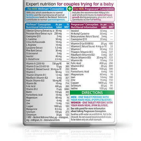 Vitabiotics Pregnacare His & Her Conception Pregnancy Supplement 30 tabs 30 caps: цены и характеристики