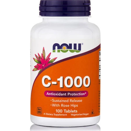 Now Foods C-1000 Антиоксидантний захист пролонгованої дії з вітаміном шипшини для зміцнення імунної системи, шкіри та антиоксидантної дії 1000 мг 100 таблеток: ціни та характеристики