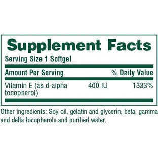 Nature's Plus Вітамін Е Вітамін для шкіри та антиоксидантної дії 400iu 268мг 60 м'яких гелів