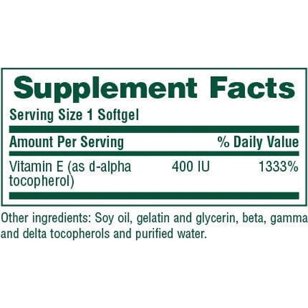 Nature's Plus Вітамін Е Вітамін для шкіри та антиоксидантної дії 400iu 268мг 60 м'яких гелів: ціни та характеристики