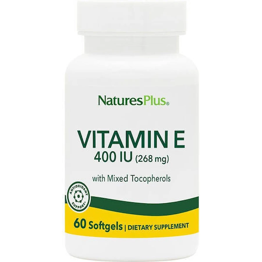Nature's Plus Вітамін Е Вітамін для шкіри та антиоксидантної дії 400iu 268мг 60 м'яких гелів: ціни та характеристики