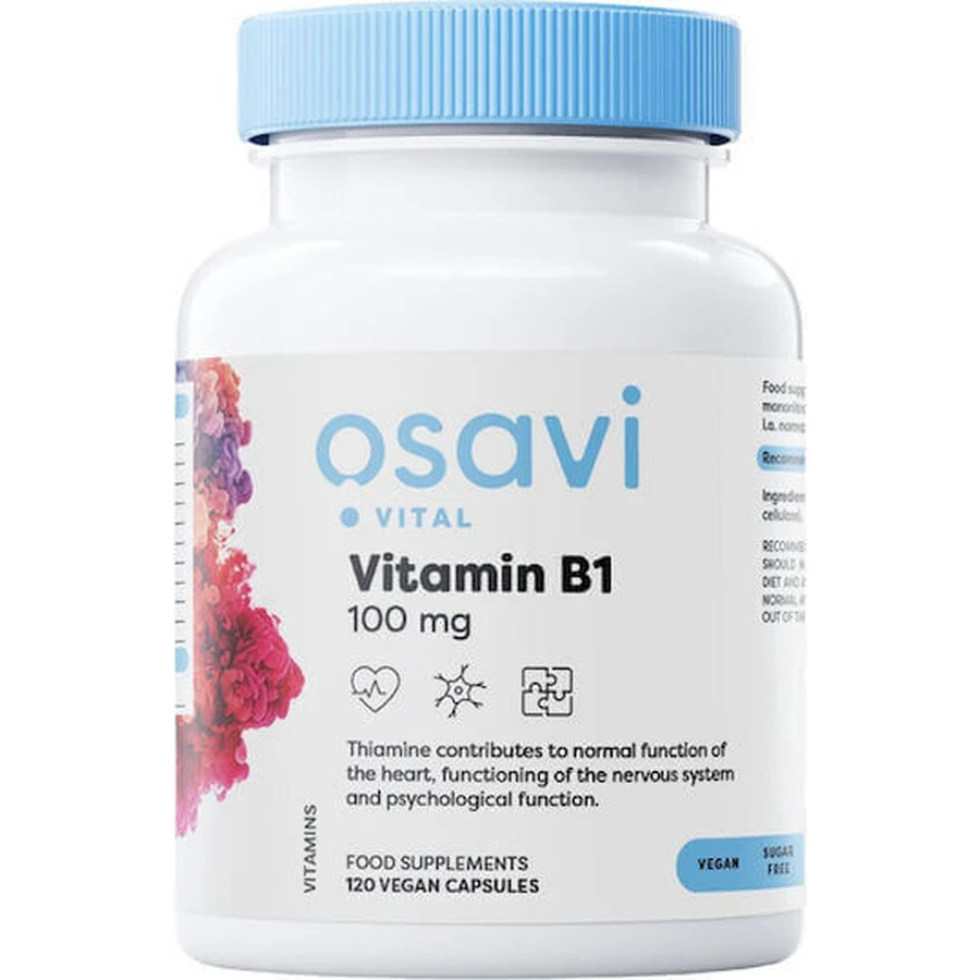 Osavi Vitamin B1 Вітамін для здоров'я нервової системи 100 мг 120 рослинних капсул: ціни та характеристики