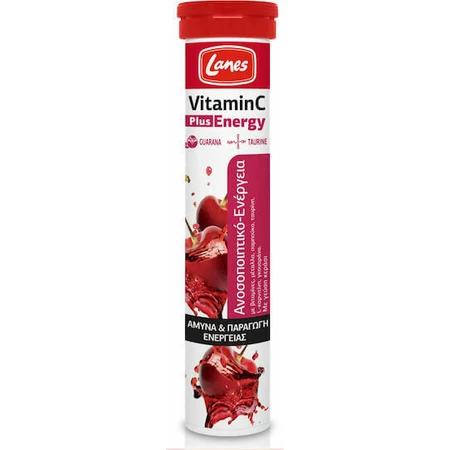 Lanes Vitamin C Plus Енергетичний вітамін для зміцнення імунної системи, шкіри та антиоксидантної дії 500мг Вишня 20 табл. еф.: ціни та характеристики