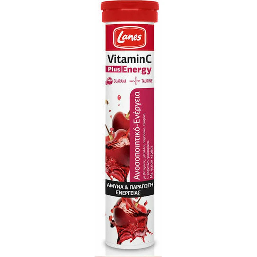 Lanes Vitamin C Plus Енергетичний вітамін для зміцнення імунної системи, шкіри та антиоксидантної дії 500мг Вишня 20 табл. еф.: ціни та характеристики
