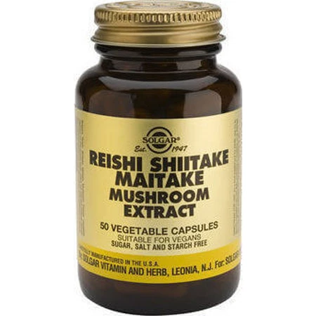 Екстракт гриба шиітаке Solgar Reishi Shiitake Maitake Екстракт гриба шиітаке 50 x 1 вегетаріанська капсула: ціни та характеристики